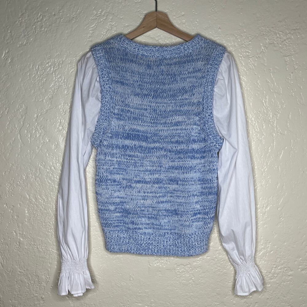 French Connection Women's Layered Look Crewneck Sweater Ruffle Cuff Size Medium - Picture 5 of 8